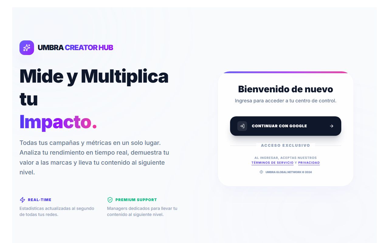 Preview de Umbra Creator Hub