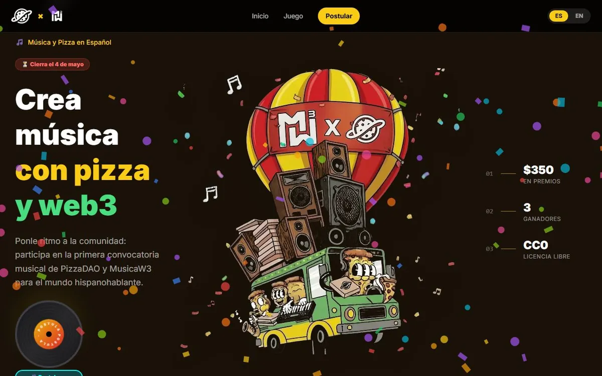 Preview de PizzaDAO x Musica W3